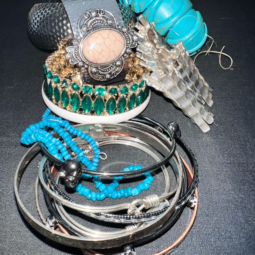 Lot Of Various Bangles Silver Turquoise Costume Modern